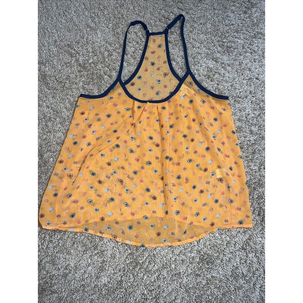 Vera Wang Sleeveless Tank Sheer Women’s Medium Orange Floral